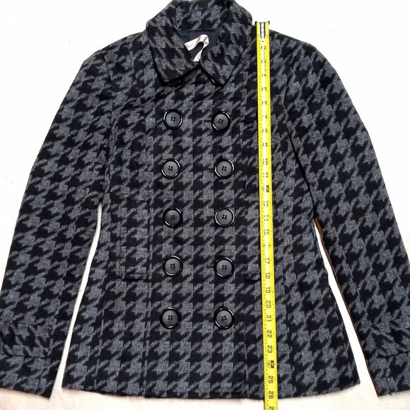 Bailey 44 Houndstooth Wool Blend Pea Coat Jacket - Women's Size 6 - Picture 6 of 9